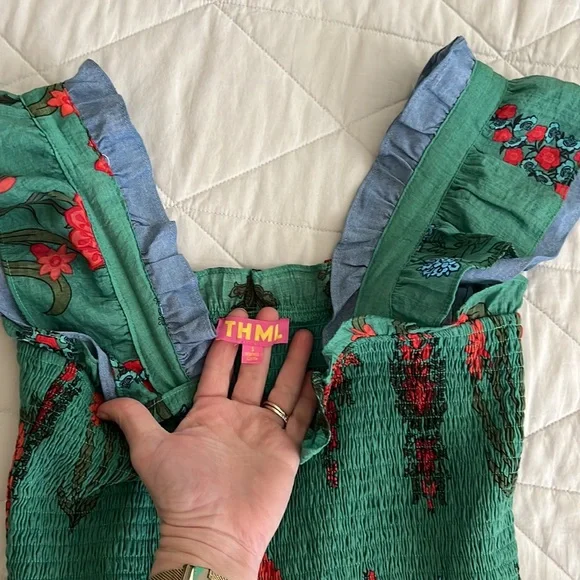 THML Magdalena Green Floral Print Midi Dress small - Picture 11 of 16